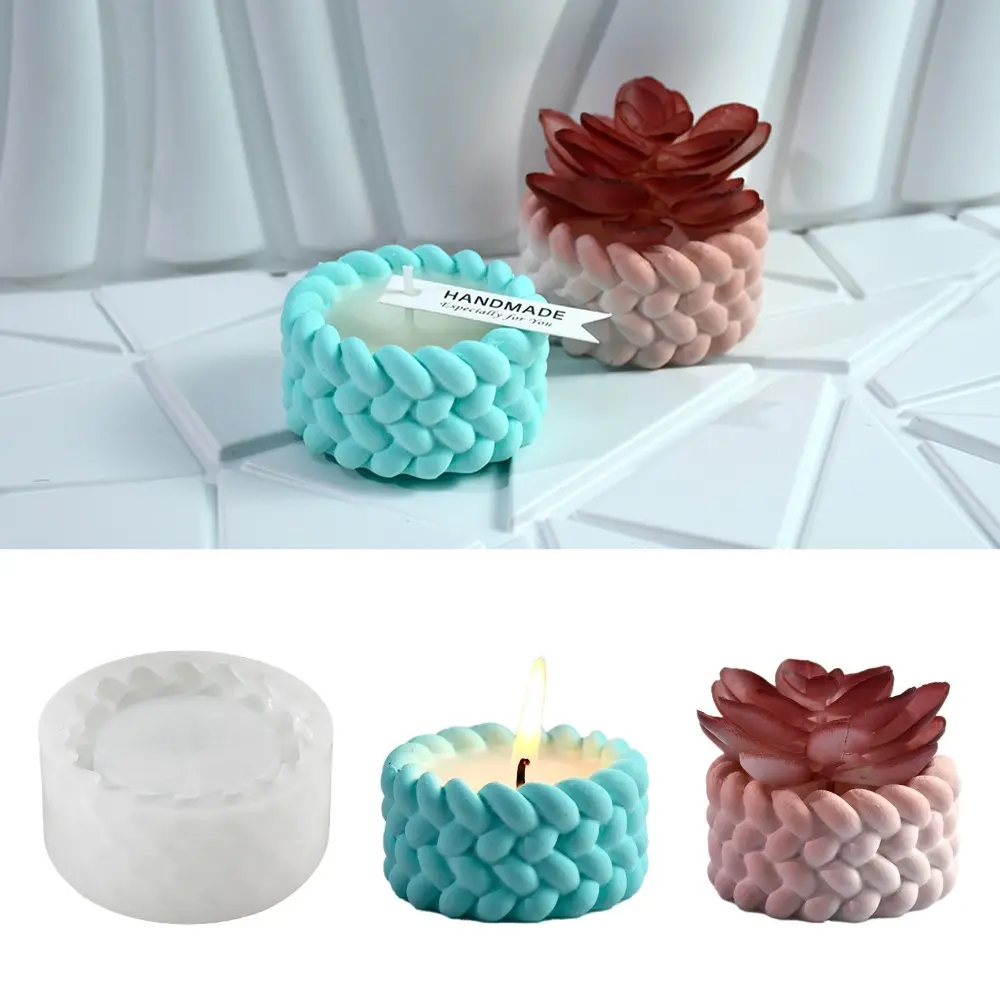 New Hemp Rope Candle Cup Silicone Mold DIY Cement Gypsum Resin Clay Craft Storage Box Mould Candle Making Tools Home Decor