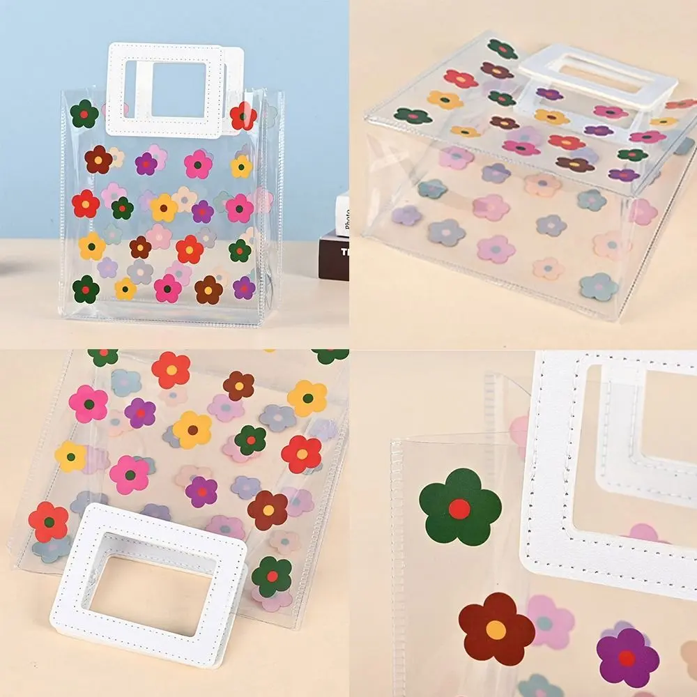 Portable Flower Pattern PVC Handbag Plastic Transparent Snack Packaging Bag Hand-held Valentine's Day Tote Bag