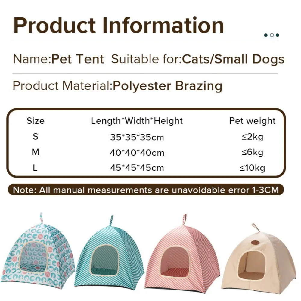 Cute Foldable Pet Cat Tent Closed Design Large Cat House Breathable Double Sided Pet Kennel Indoor Use