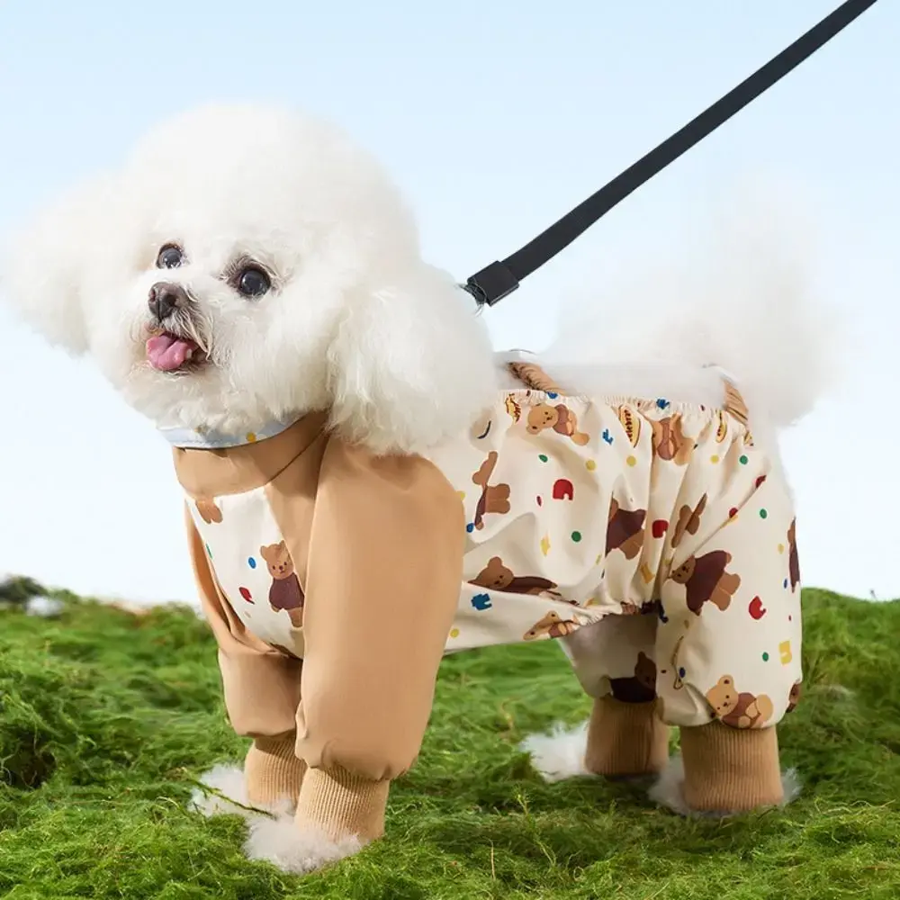 Waterproof Pet Strolling Going Out Pants Dust-proof Back Elastic Band Dog Four Legged Pants S~XXL Cartoon