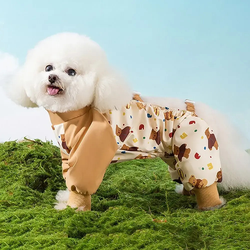 Waterproof Pet Strolling Going Out Pants Dust-proof Back Elastic Band Dog Four Legged Pants S~XXL Cartoon