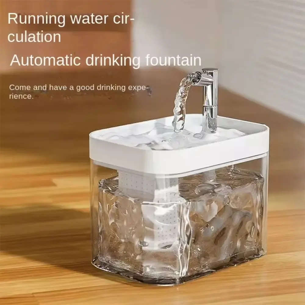 Transparent Cat Water Fountain Auto Filter 1500ml with Pump Pet Fountain Filter Running Water Recirculate Filtering