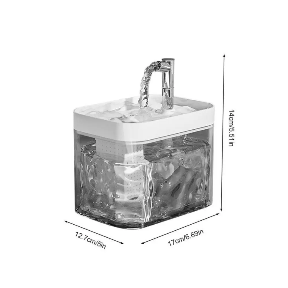 Transparent Cat Water Fountain Auto Filter 1500ml with Pump Pet Fountain Filter Running Water Recirculate Filtering