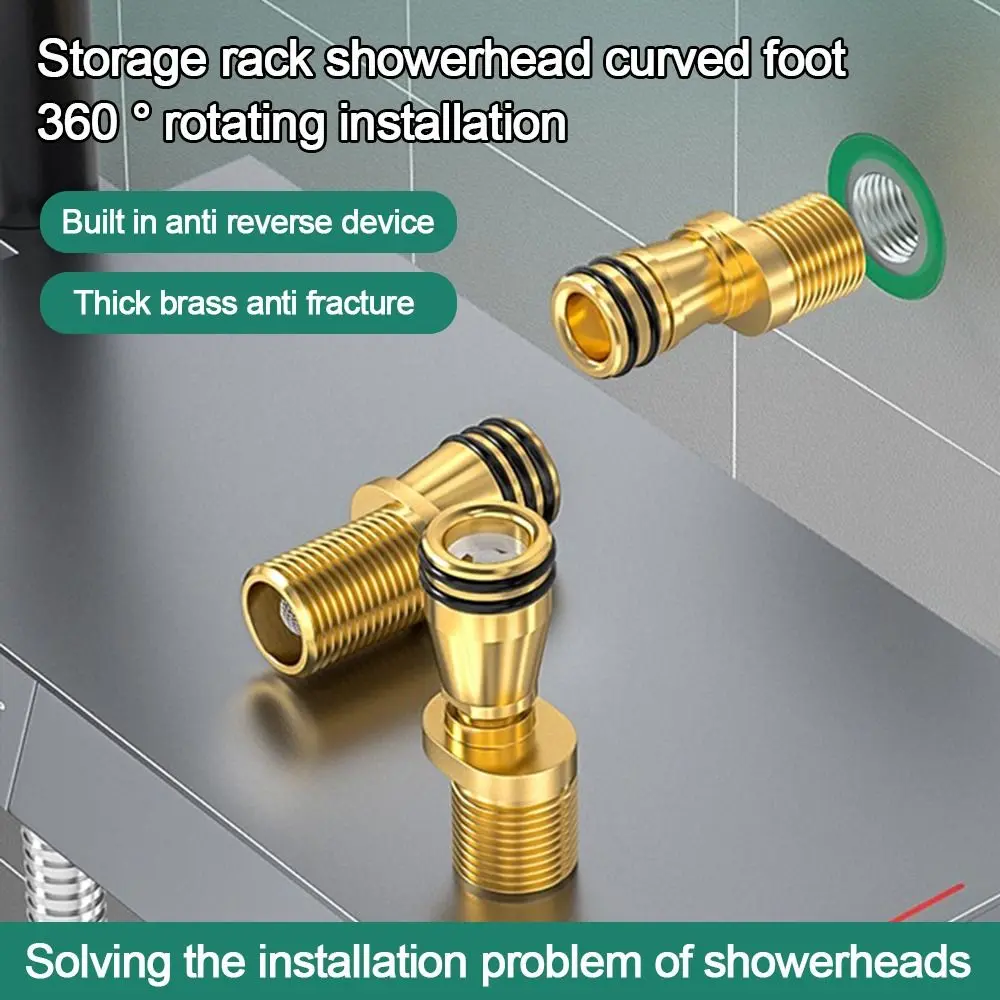 Copper Angled Curved Foot Angle Adjustment Lengthened Shower Faucet Adapter Thickened Wall Mounted Connecting Accessories