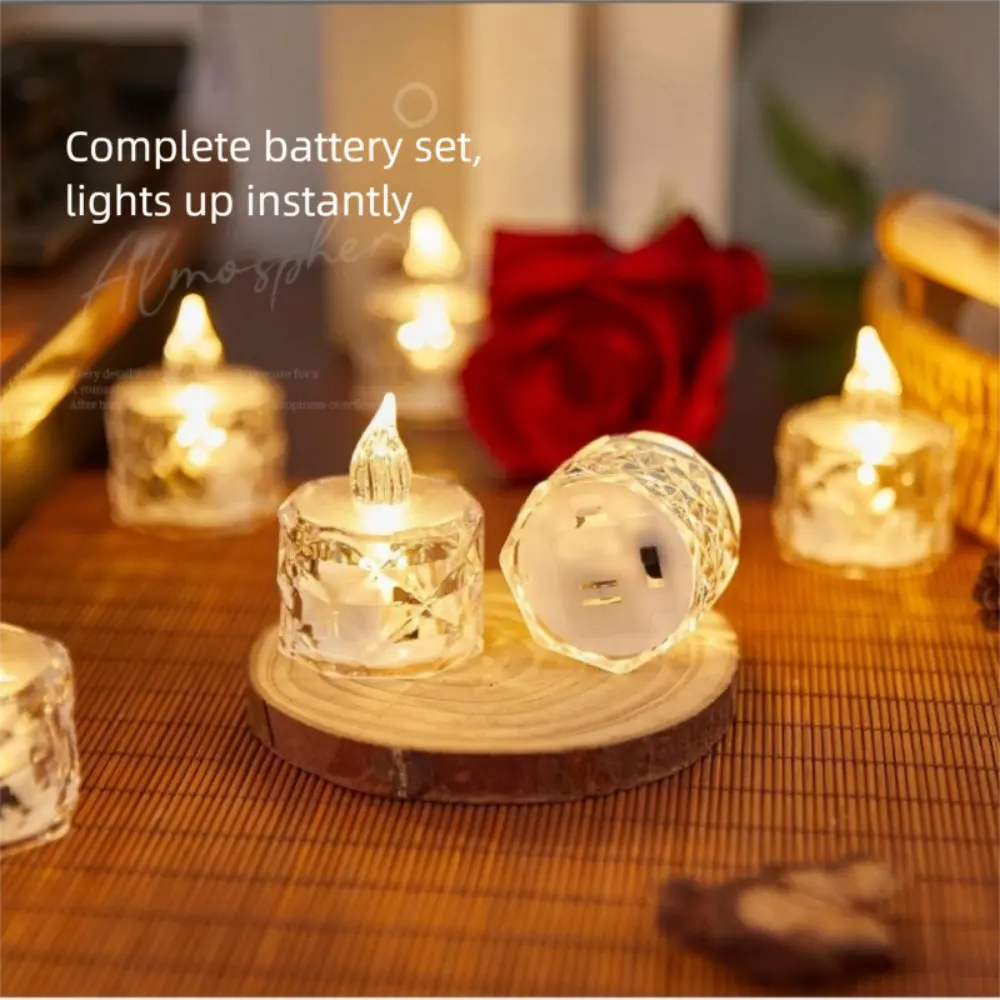 Mini Transparent LED Light Candle Flameless Electronic Night Lamp Crystal Candle Home Decoration