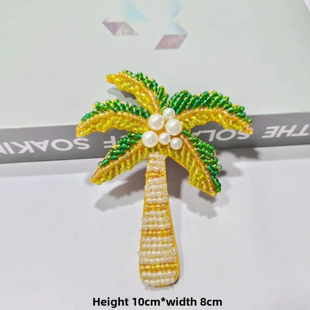 Dolphins Rhinestone Patches Beaded Crystal Sewing Patch Crystal Coconut Tree Patches Waterproof Handmade Craft Clothing Applique