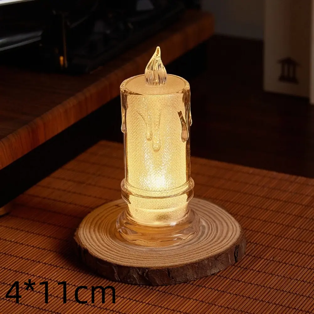 Mini Transparent LED Light Candle Flameless Electronic Night Lamp Crystal Candle Home Decoration