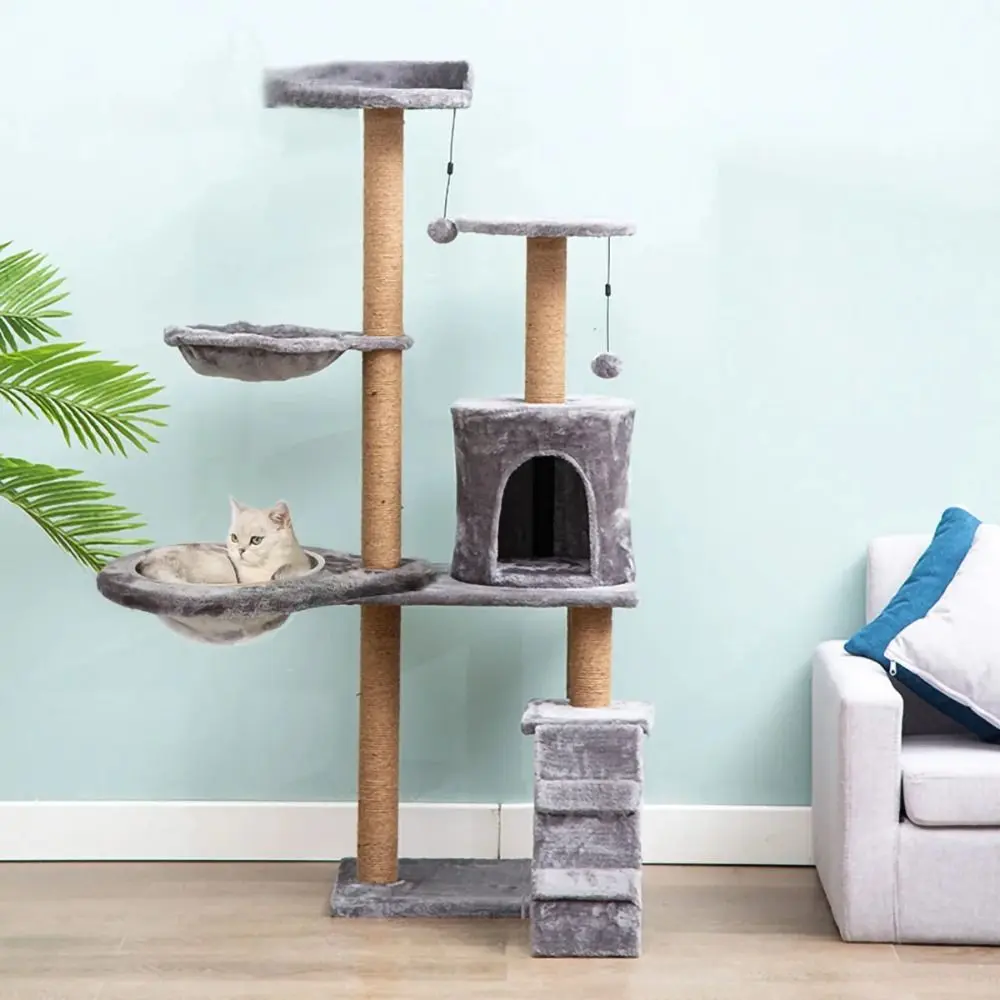 Space Saving Plush Cat Nest Spoon Shape Soft Cat Climbing Frame Accessories Comfortable Cat Hammock Cat