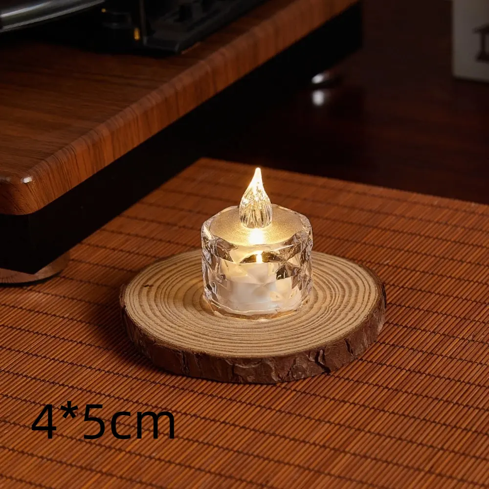 Mini Transparent LED Light Candle Flameless Electronic Night Lamp Crystal Candle Home Decoration