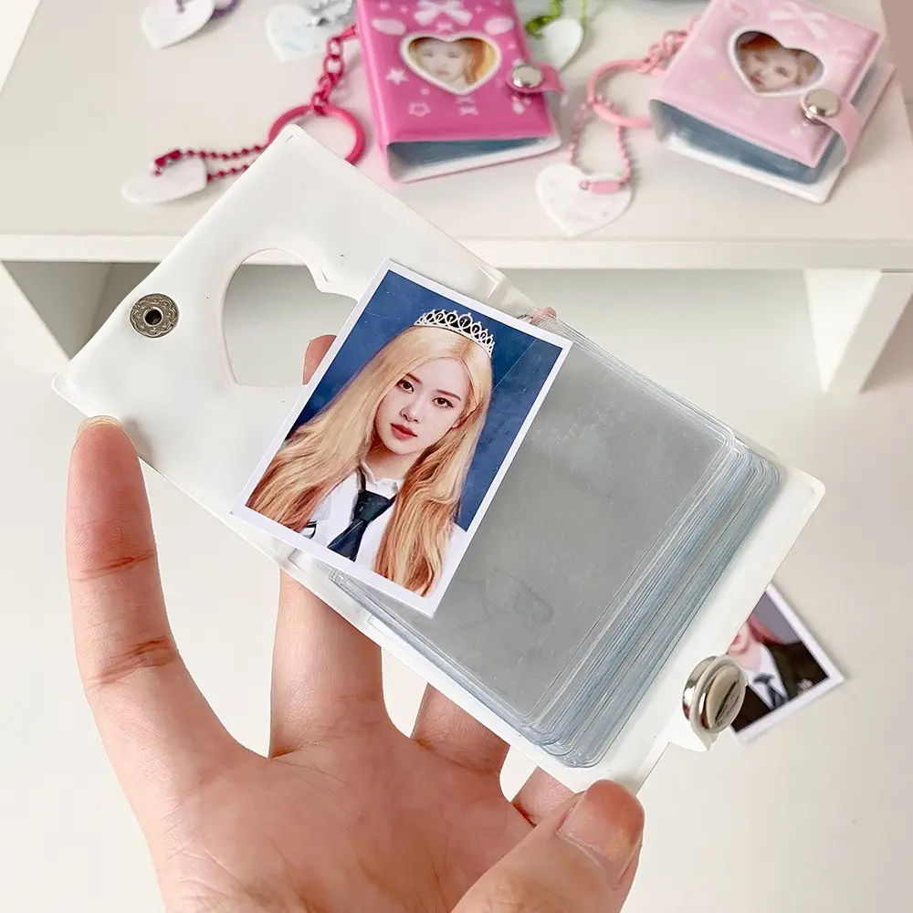 Portable Butterfly Bow Photo Album Keychain Snap Closure Album Book Mini Photocards Holder