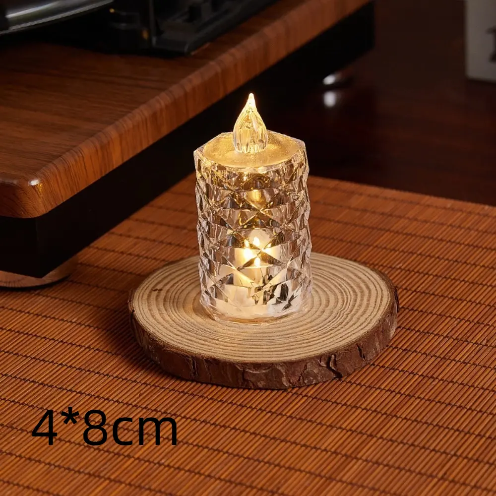 Mini Transparent LED Light Candle Flameless Electronic Night Lamp Crystal Candle Home Decoration