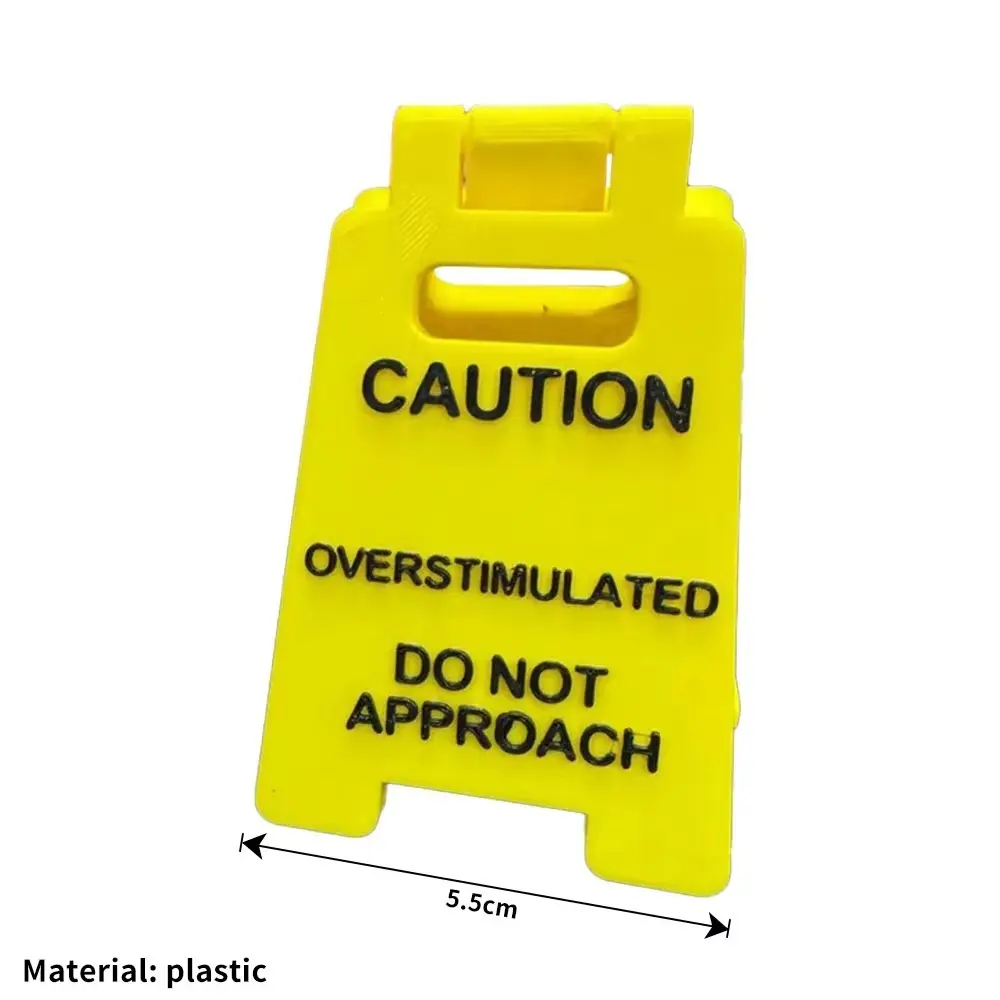 Creative Durable Caution Overstimulated Desk Sign Funny Bright Yellow Office Desk Ornament Warning Sign Gift