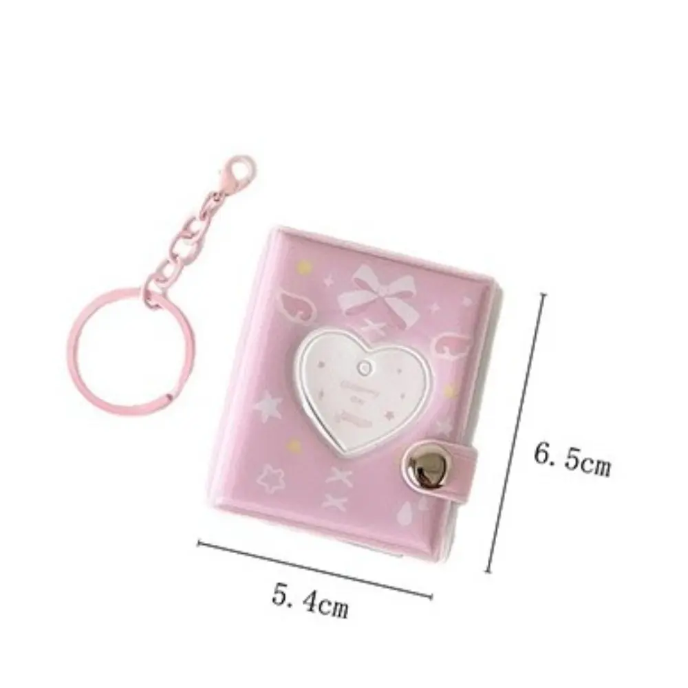 Portable Butterfly Bow Photo Album Keychain Snap Closure Album Book Mini Photocards Holder