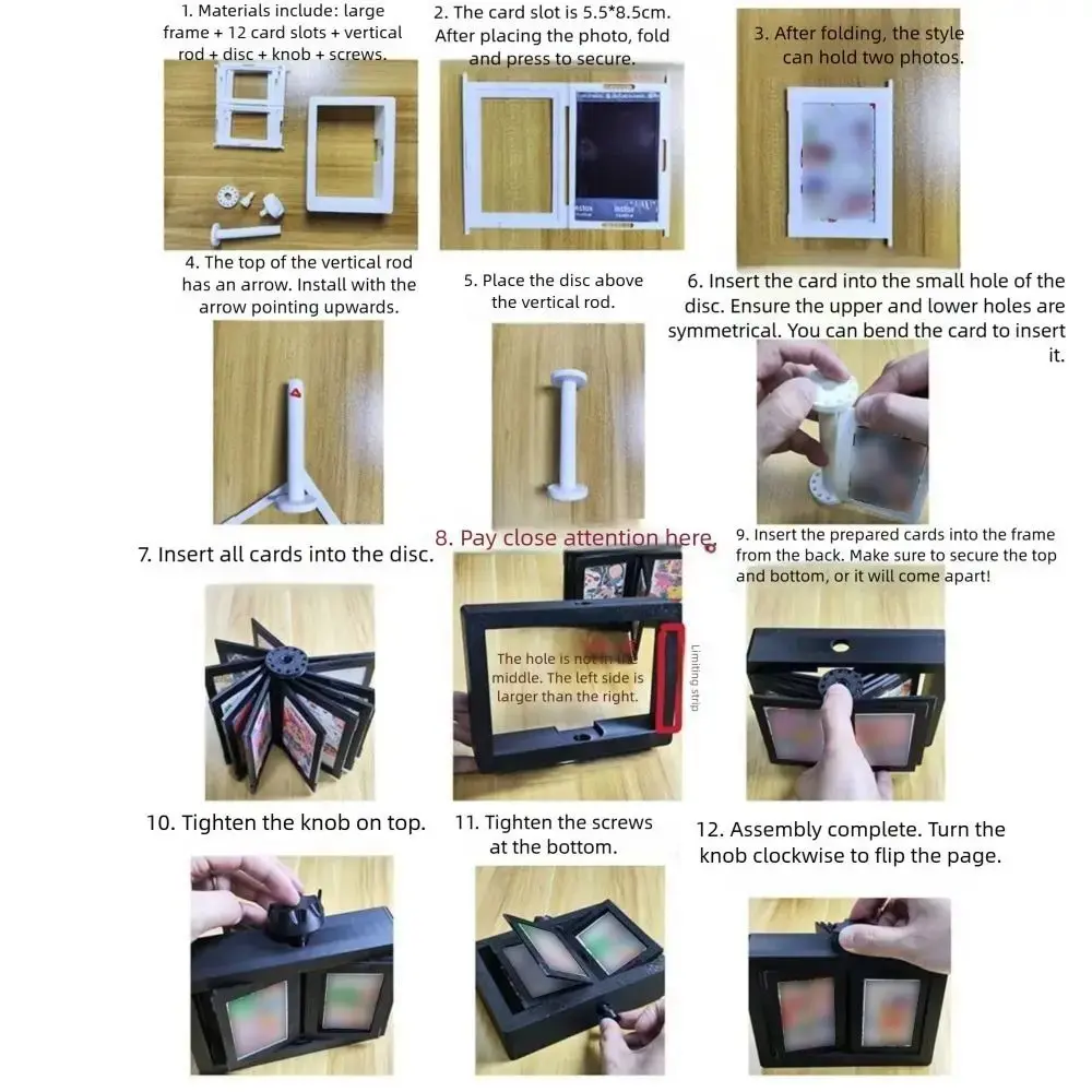 Transparent 3D Rotating Photocard Holder Protective Multi-purpose Rotating Photo Holder 12 Pockets Idol Card Collect Book