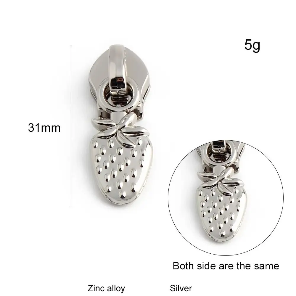 5 PCS 2025 31mm Shoulder Bag Zipper Head Strawberry Series DIY Nylon Puller Slider Clothes Accessories Replaceable Pull Head