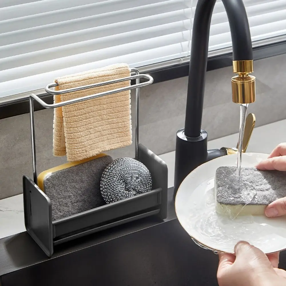 New Plastic Kitchen Sink Drain Rack Multipurpose Stable Sink Shelf Durable Dishcloth Towel Rack Kitchen