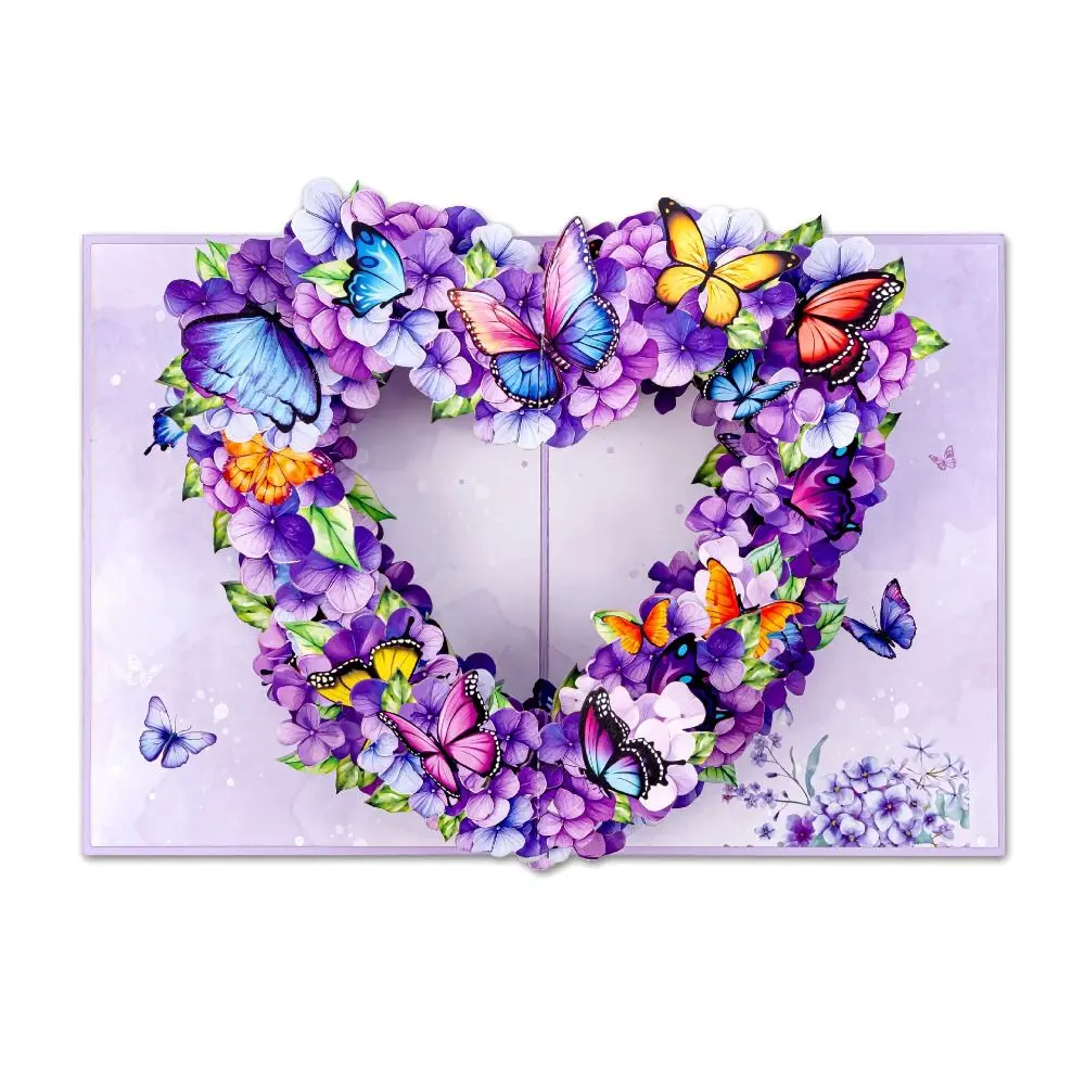 Surprise Pop Up Greeting Cards 3D Purple Butterfly with Envelope Birthday Cards Blessing Card Mom Daughter