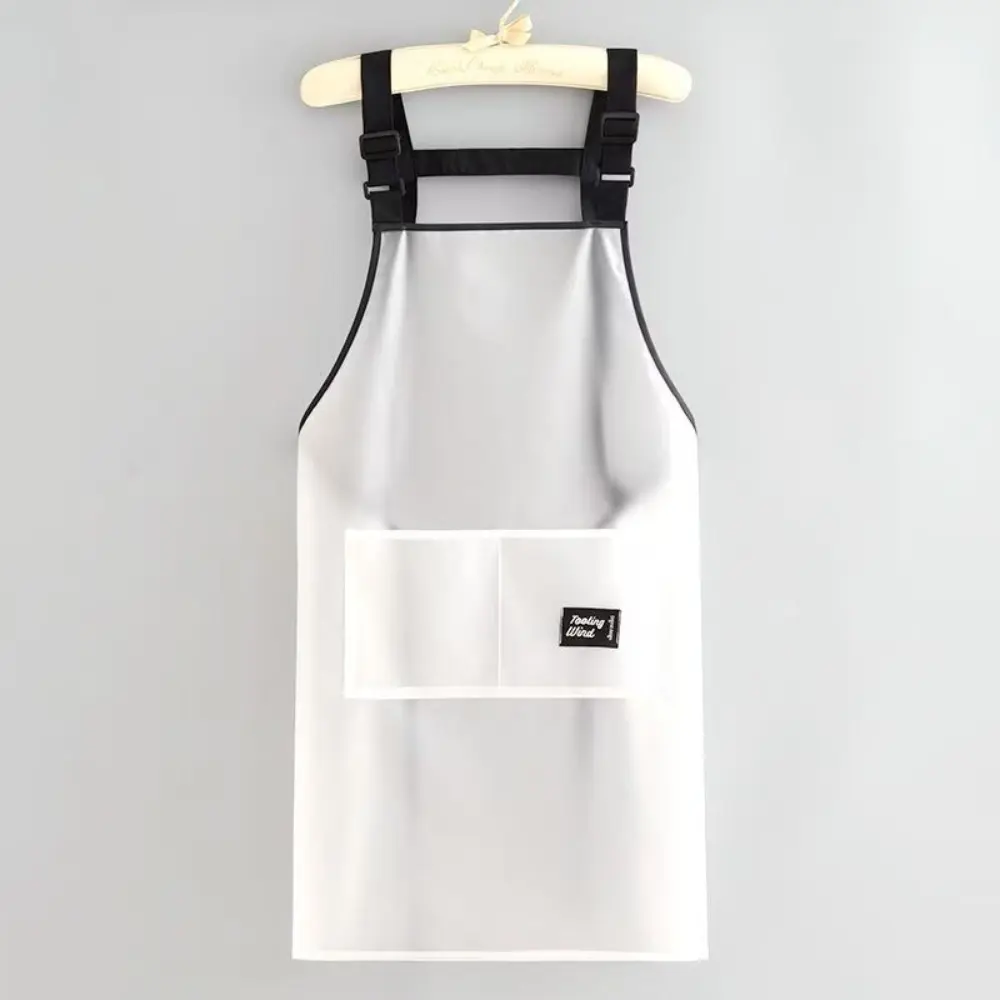 TPU Cooking Apron Oil Dirt Resistant Waterproof Gardening Aprons Large Pockets Adjustable Strap Coffee Overalls Kitchen Supplies
