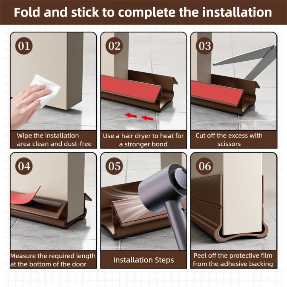 Noise Reduction Door Draft Stopper Self-adhesive Insect Prevention Door Bottom Sealing Strip PVC Thickened Weather Stripping