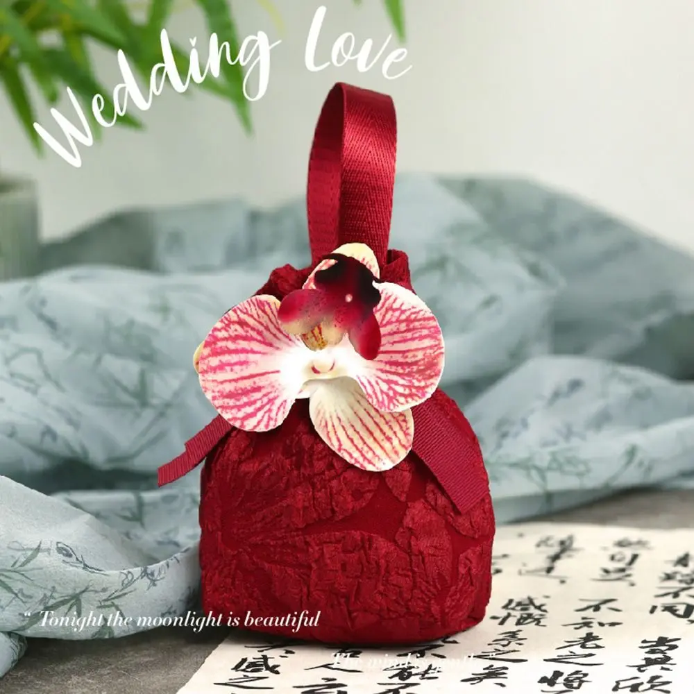 Gifts Phalaenopsis Wedding Candy Bag Self-sealing Free Folding Wedding Gift Cloth Bags Wedding Decoration Candy Handbag