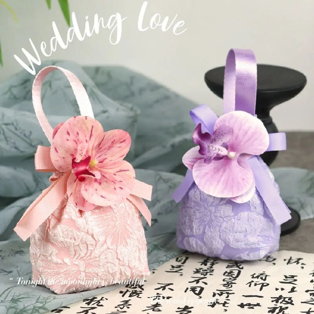 Gifts Phalaenopsis Wedding Candy Bag Self-sealing Free Folding Wedding Gift Cloth Bags Wedding Decoration Candy Handbag