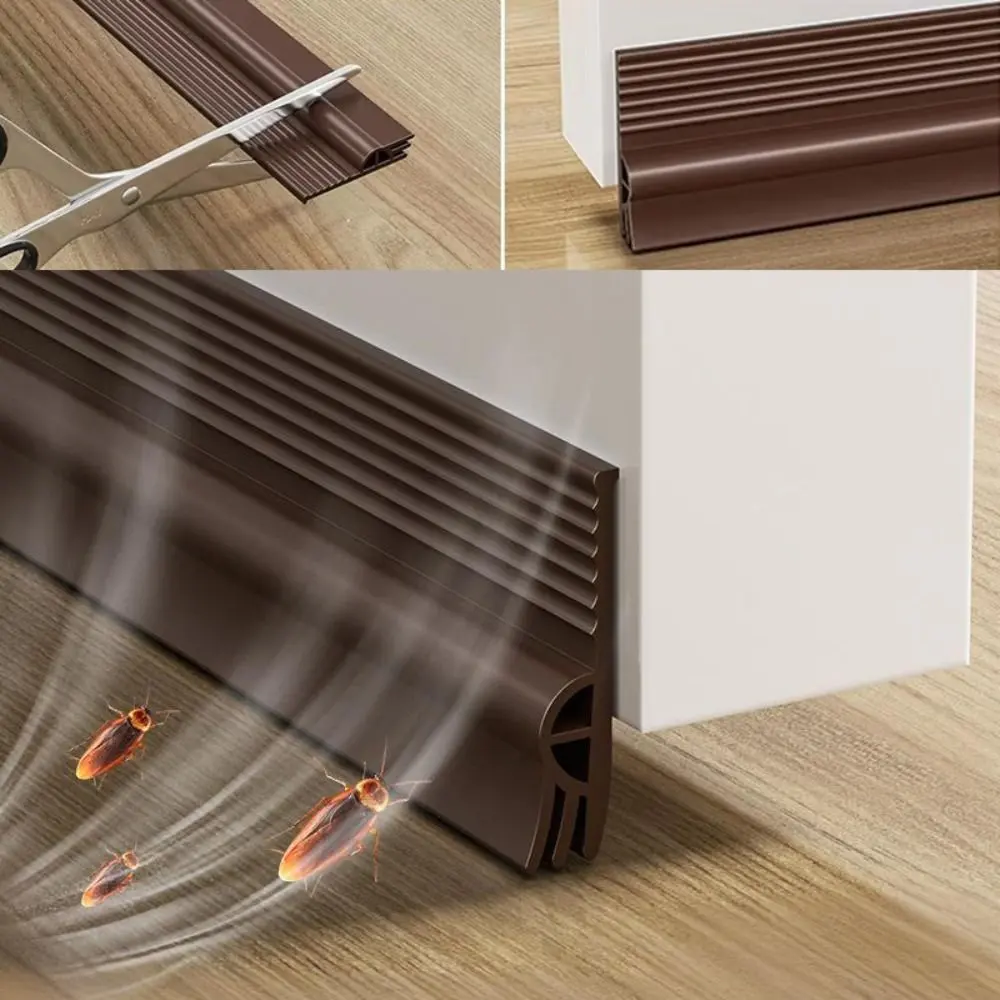 28/50mm Height Door Bottom Weatherstripping Dustproof Insectproof Door Draft Stopper Windproof Self-Adhesive Door Seal Strip