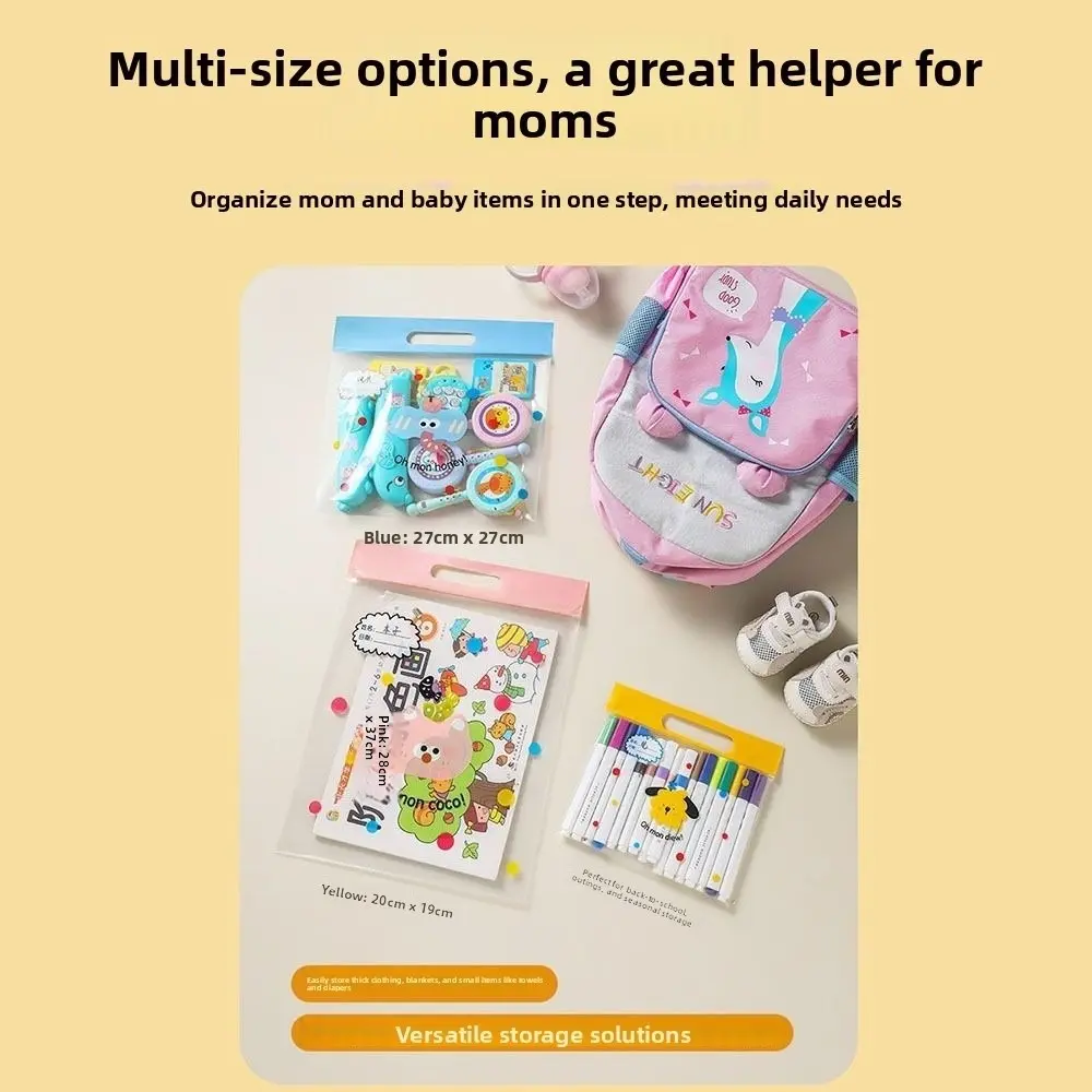 10PCS Cartoon Reusable Ziplock Bags Clear with Handle Seal Bags Waterproof Clothes Storage Bag