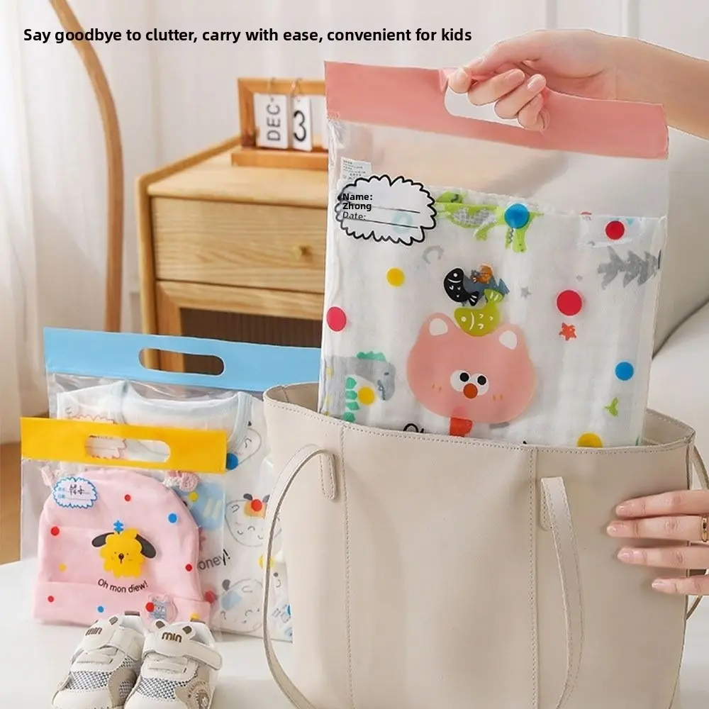 10PCS Cartoon Reusable Ziplock Bags Clear with Handle Seal Bags Waterproof Clothes Storage Bag