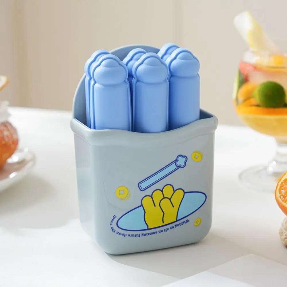 Creative Magnetic French Fries Ice Cube Tray 6 Grid Food-Grade Popsicle Box Reusable Easy Release Ice Cube Molds Summer Gadgets