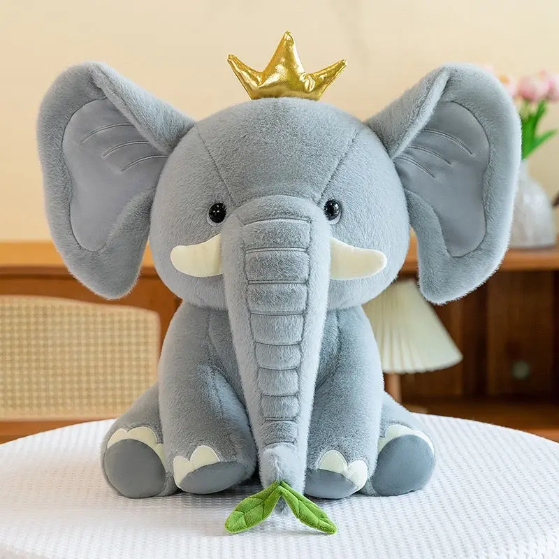 25CM Cute New Crown Elephant Plush Toy Pink Bow Female Elephant Doll As A Birthday And Christmas Gift For Children