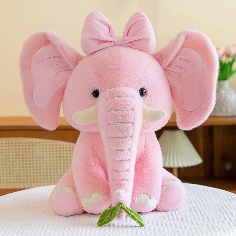 25CM Cute New Crown Elephant Plush Toy Pink Bow Female Elephant Doll As A Birthday And Christmas Gift For Children