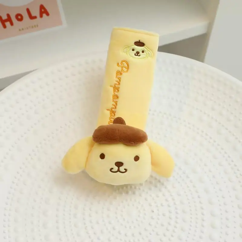 Sanrio Pom Pom Purin Plush Toy Car Pillow Seat Belt Cover Back Cushion For Car Seat Throw Pillow Blanket Sofa Bed Xmas Girl Gift