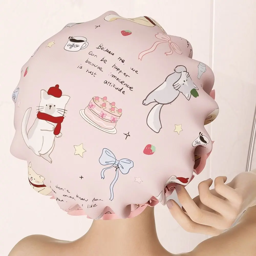 Creative Multicolor Bathing Cap Cartoon Pattern Waterproof Shower Cap Breathable Oil Fume Prevention Shower Headscarf Bathing