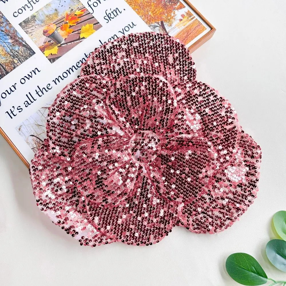 New 3D Flower Shape Patch Large DIY Chest Flower Handmade Sparkling Sequin Fabrics Applique Clothes Appliques