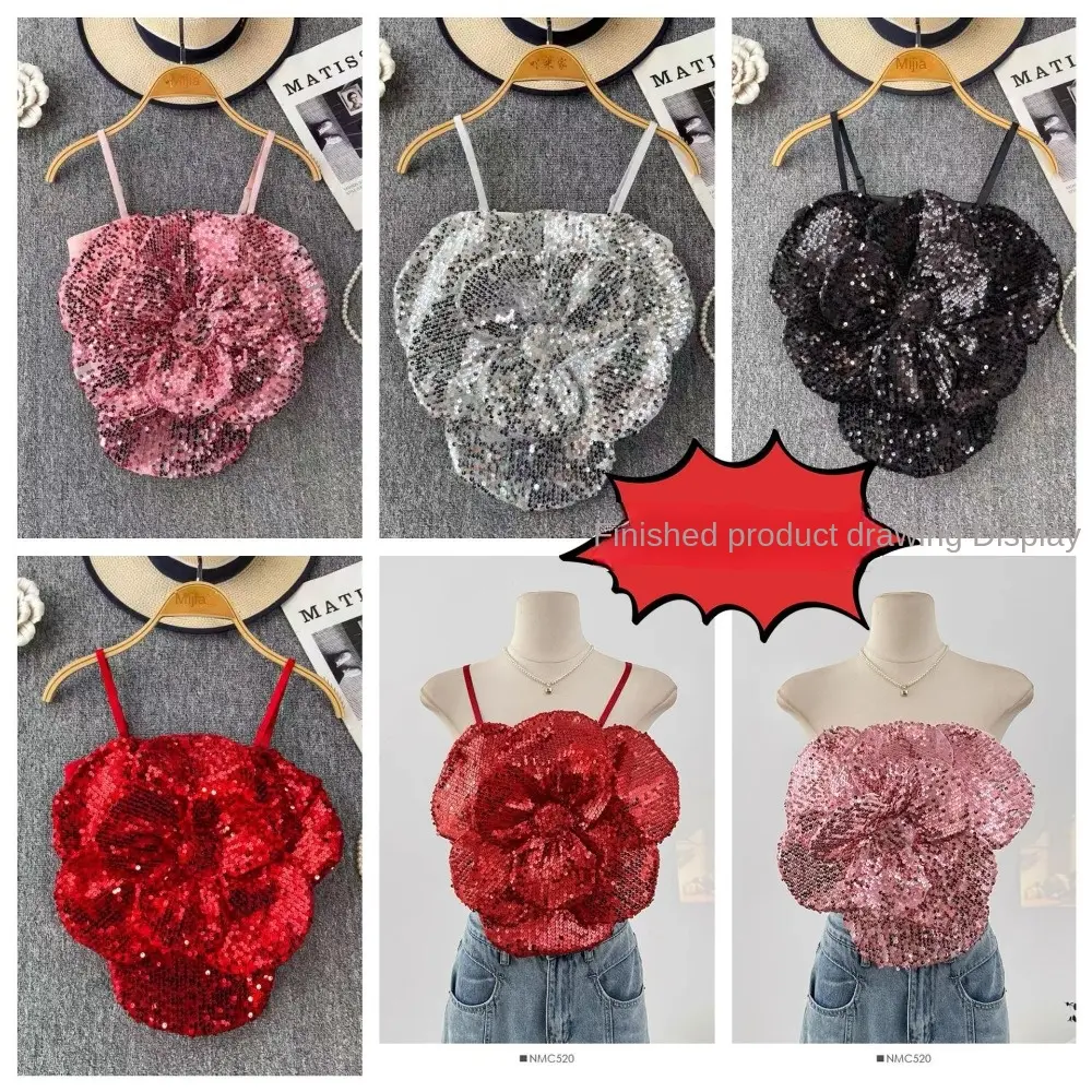 New 3D Flower Shape Patch Large DIY Chest Flower Handmade Sparkling Sequin Fabrics Applique Clothes Appliques