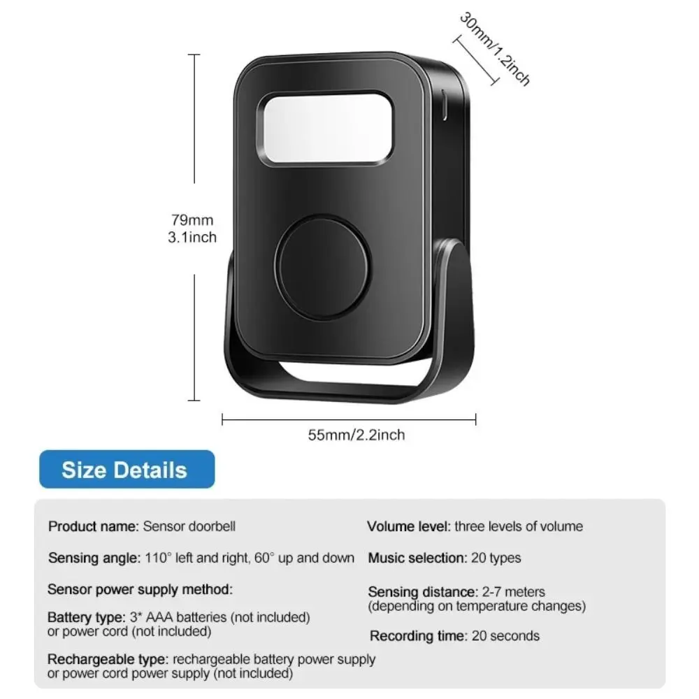 Infrared Sensor Intelligent Welcome Doorbell Recording Function Wireless Design Wireless Door Bell Chime Welcome Device Office