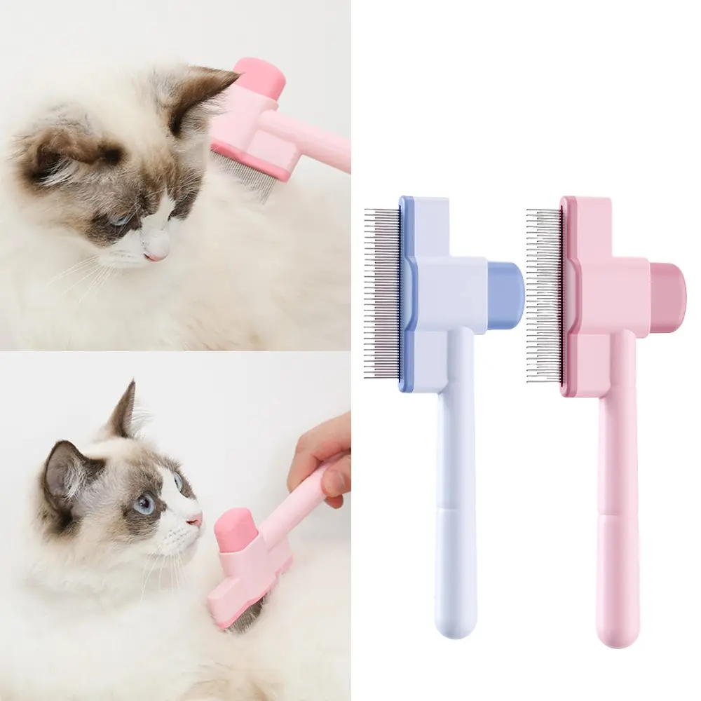 Portable Plastic Dog Comb Anti-tangling One Button Clean Cat Grooming Brush Washable Upgrade Massage Combs Pet Accessories
