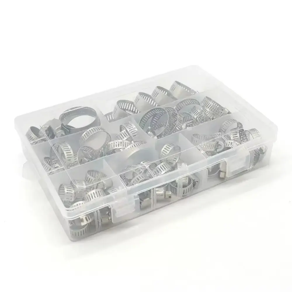 60pcs Stainless Steel Hose Clamps Set American Style Exhaust ​​Water Pipe Clamp​​ Hardware Sealing ​​Trachea Clamp​​