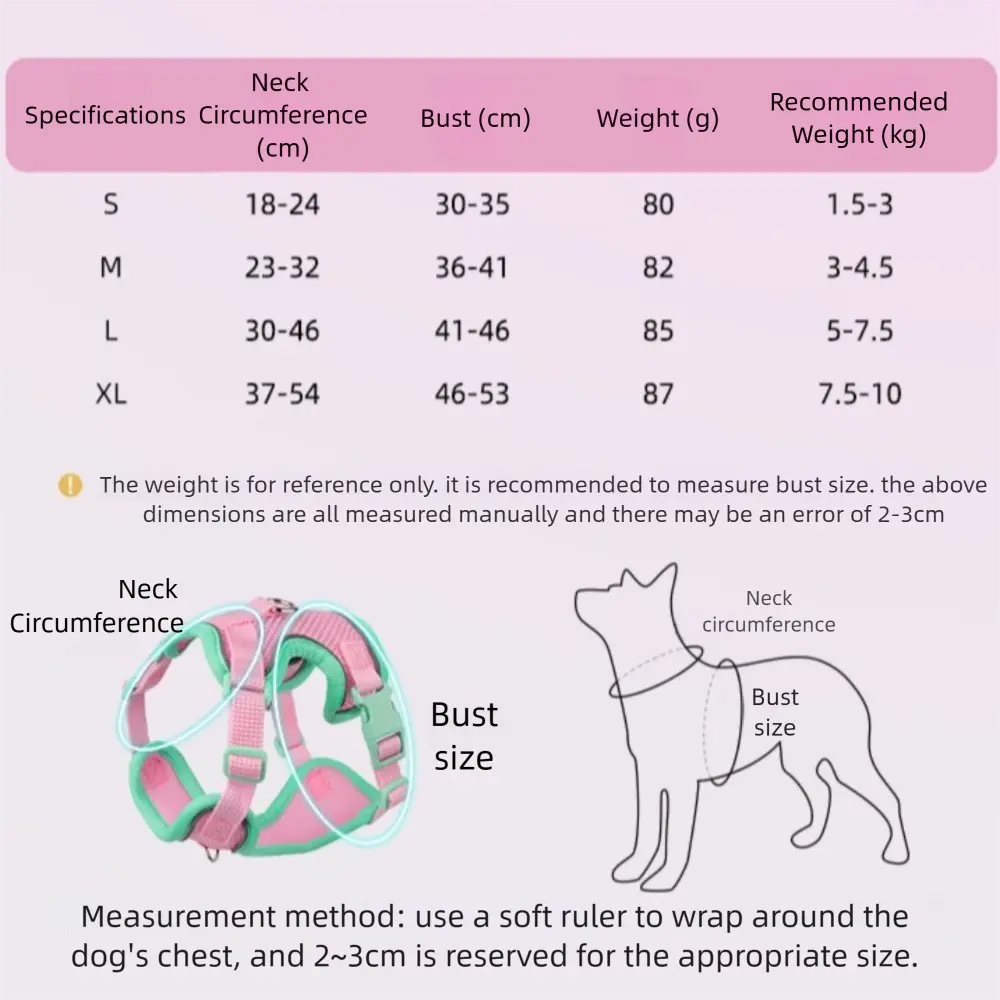 Spliced Colors Dog Harness Kit Breathable Adjustable Pet Walking Straps Anti-Pull Design Chest Strap Harness