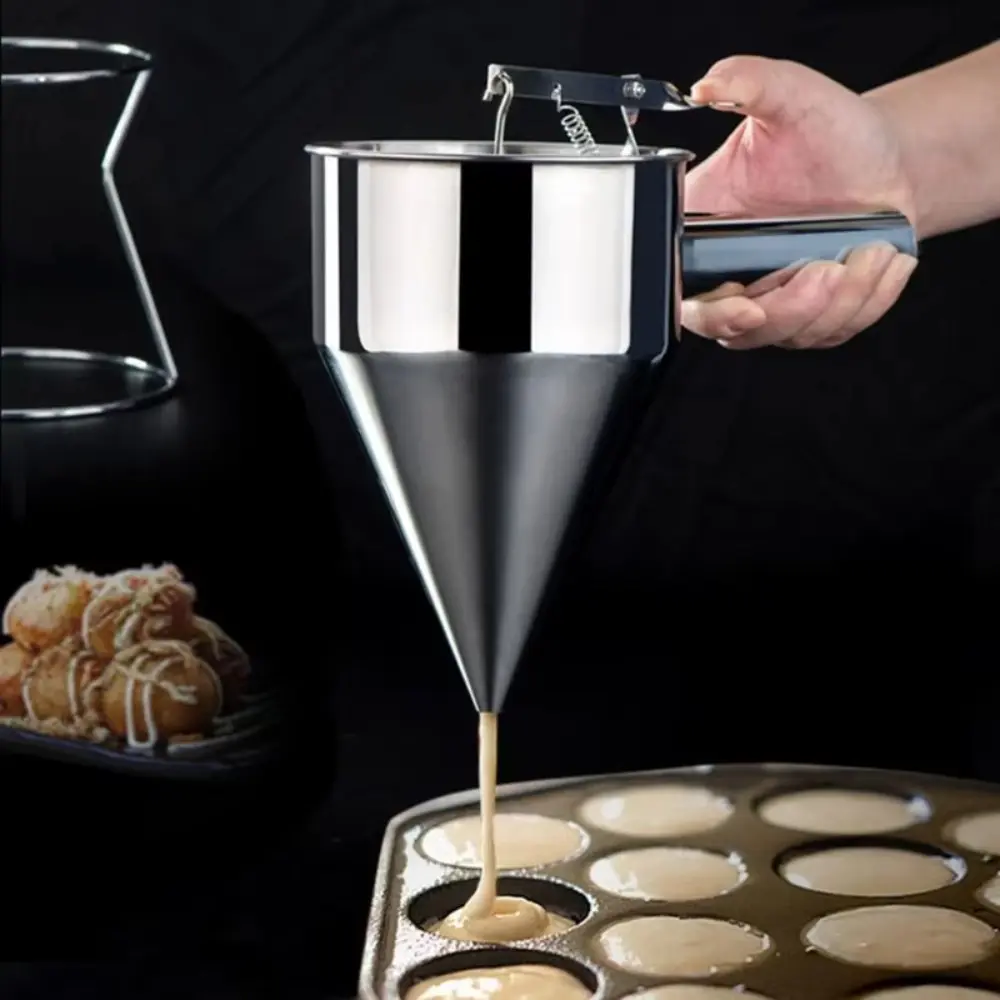 New Stainless Steel Funnel Dispenser Baking Cooking Tool Takoyaki Batter Baker with Rack Kitchen Accessories Kitchen