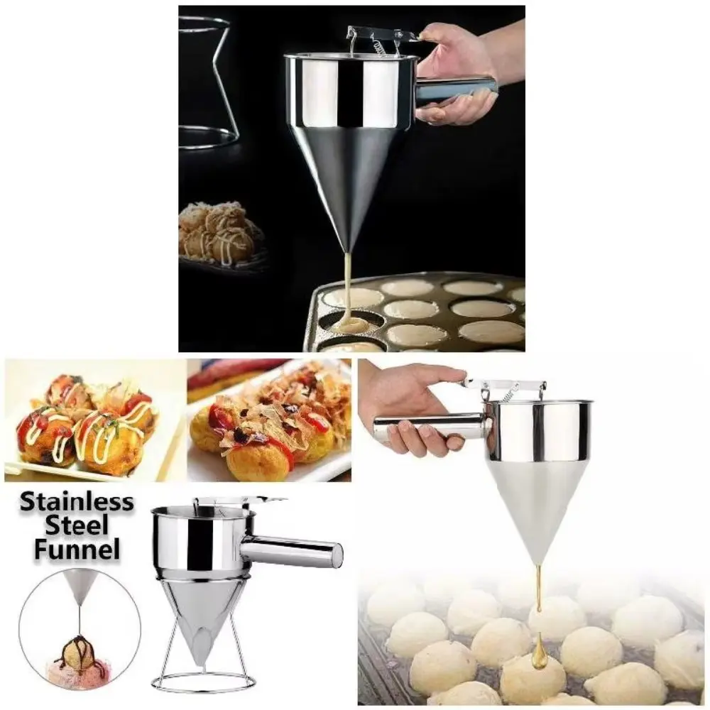 New Stainless Steel Funnel Dispenser Baking Cooking Tool Takoyaki Batter Baker with Rack Kitchen Accessories Kitchen