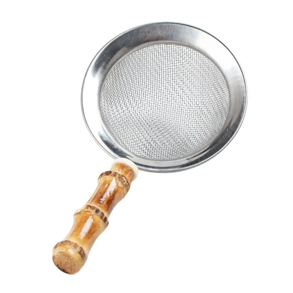 New Stainless Steel Matcha Sifter Bamboo Easy to Clean Tea Strainer Rust-Proof Very Fine Mesh Food Sifters for Kitchen
