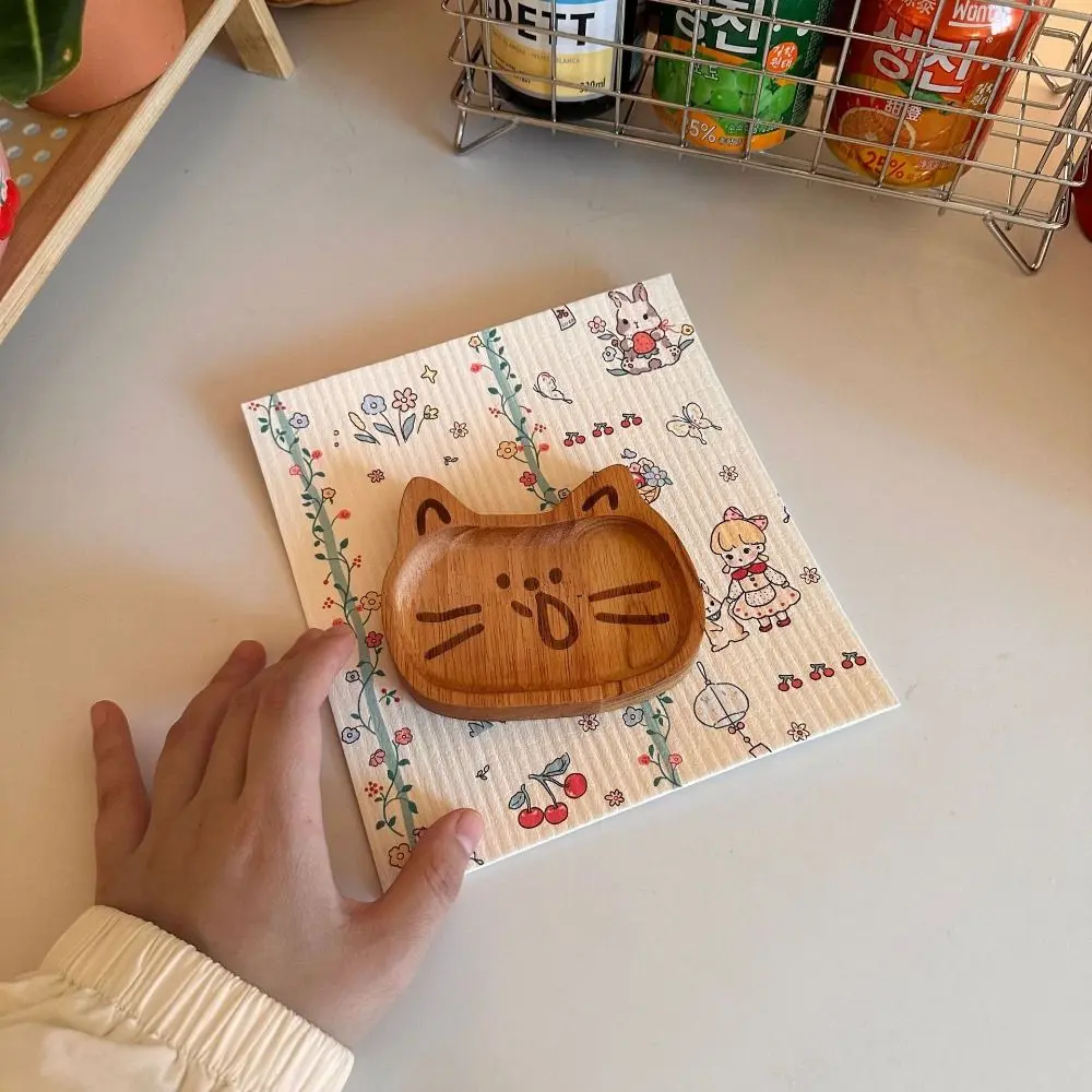 Dry and Wet Dual-use Wood Pulp Cotton Rag Non-stick Oil Wood Fiber Scouring Pad Ins Style Absorbent Cleaning cloth