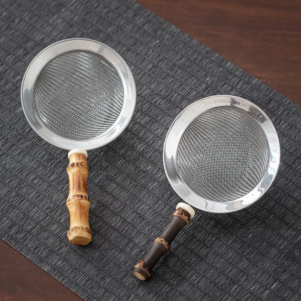 New Stainless Steel Matcha Sifter Bamboo Easy to Clean Tea Strainer Rust-Proof Very Fine Mesh Food Sifters for Kitchen