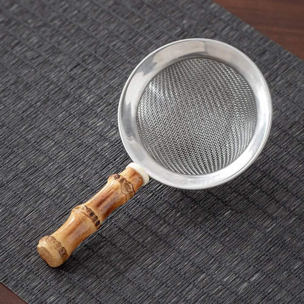 New Stainless Steel Matcha Sifter Bamboo Easy to Clean Tea Strainer Rust-Proof Very Fine Mesh Food Sifters for Kitchen
