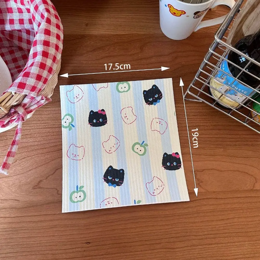 Dry and Wet Dual-use Wood Pulp Cotton Rag Non-stick Oil Wood Fiber Scouring Pad Ins Style Absorbent Cleaning cloth