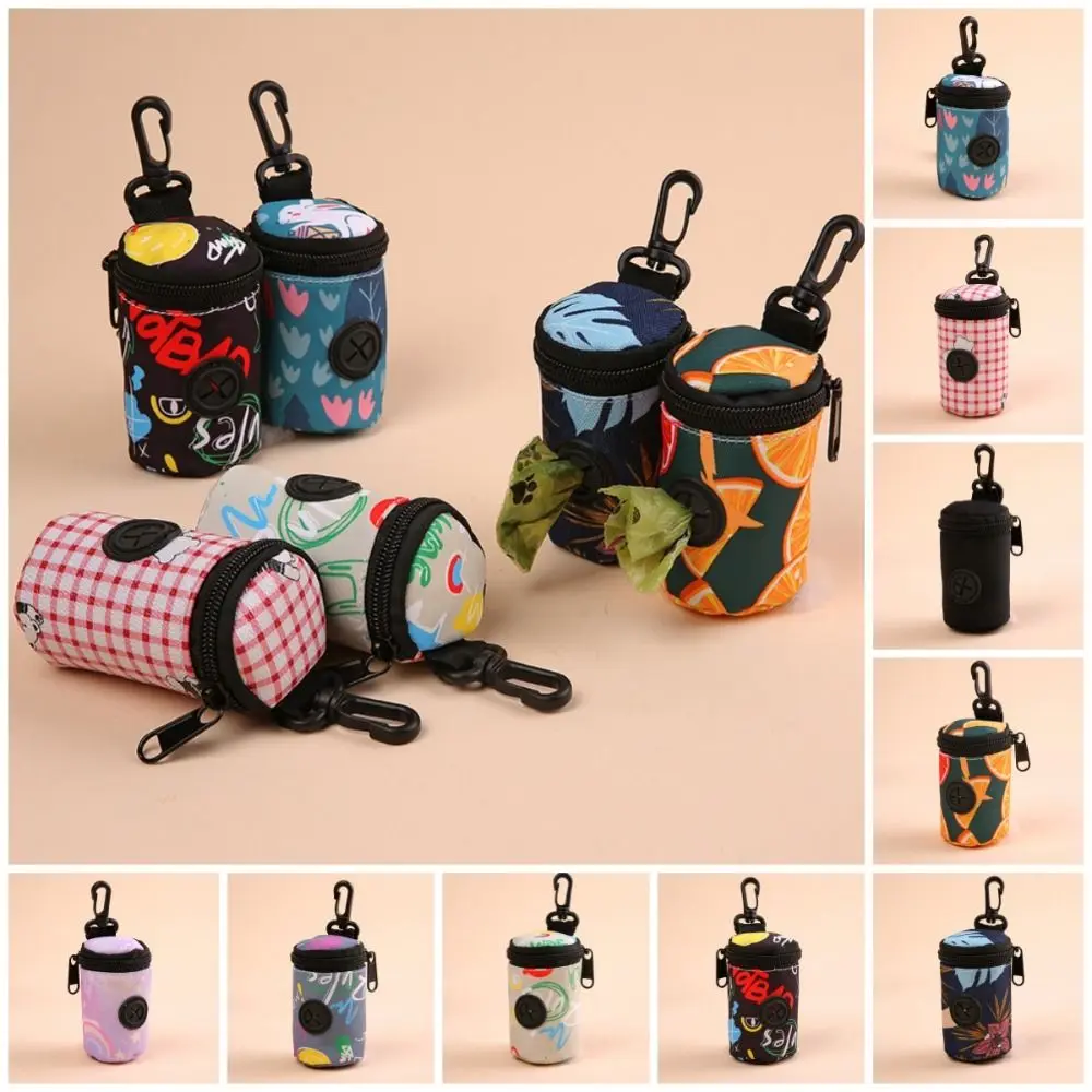 Hangable Dog Poop Bag Dispenser Zipper Portable Waste Bag Holder Dogs Walking Accessory Cute Garbage Bags Organizer Pet Supplies