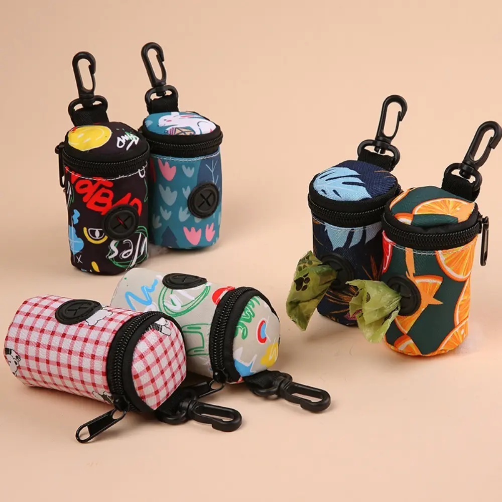 Hangable Dog Poop Bag Dispenser Zipper Portable Waste Bag Holder Dogs Walking Accessory Cute Garbage Bags Organizer Pet Supplies