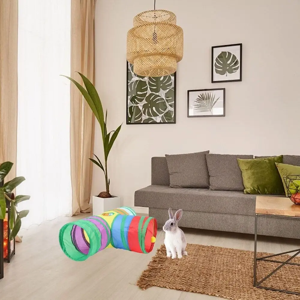 Portable Polyester+Steel Wire Cat Tunnel Tube Breathable Foldable Cat Maze Tunnel Training Interactive Colorful Cat Nest Puppy