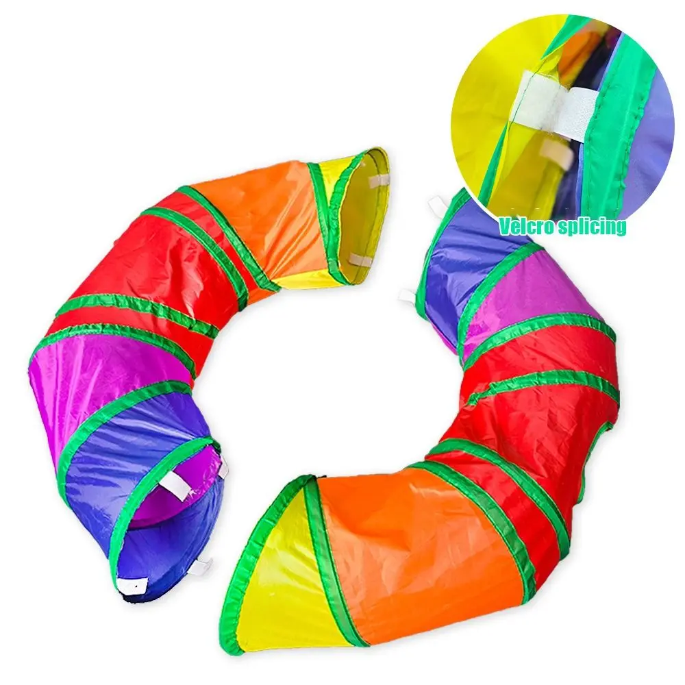 Portable Polyester+Steel Wire Cat Tunnel Tube Breathable Foldable Cat Maze Tunnel Training Interactive Colorful Cat Nest Puppy